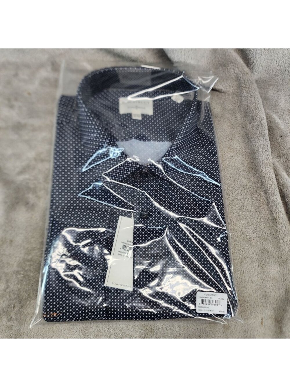 Construct Shirt Mens XXXL Black Micro Print Long Sleeve Button Up *NWT*
